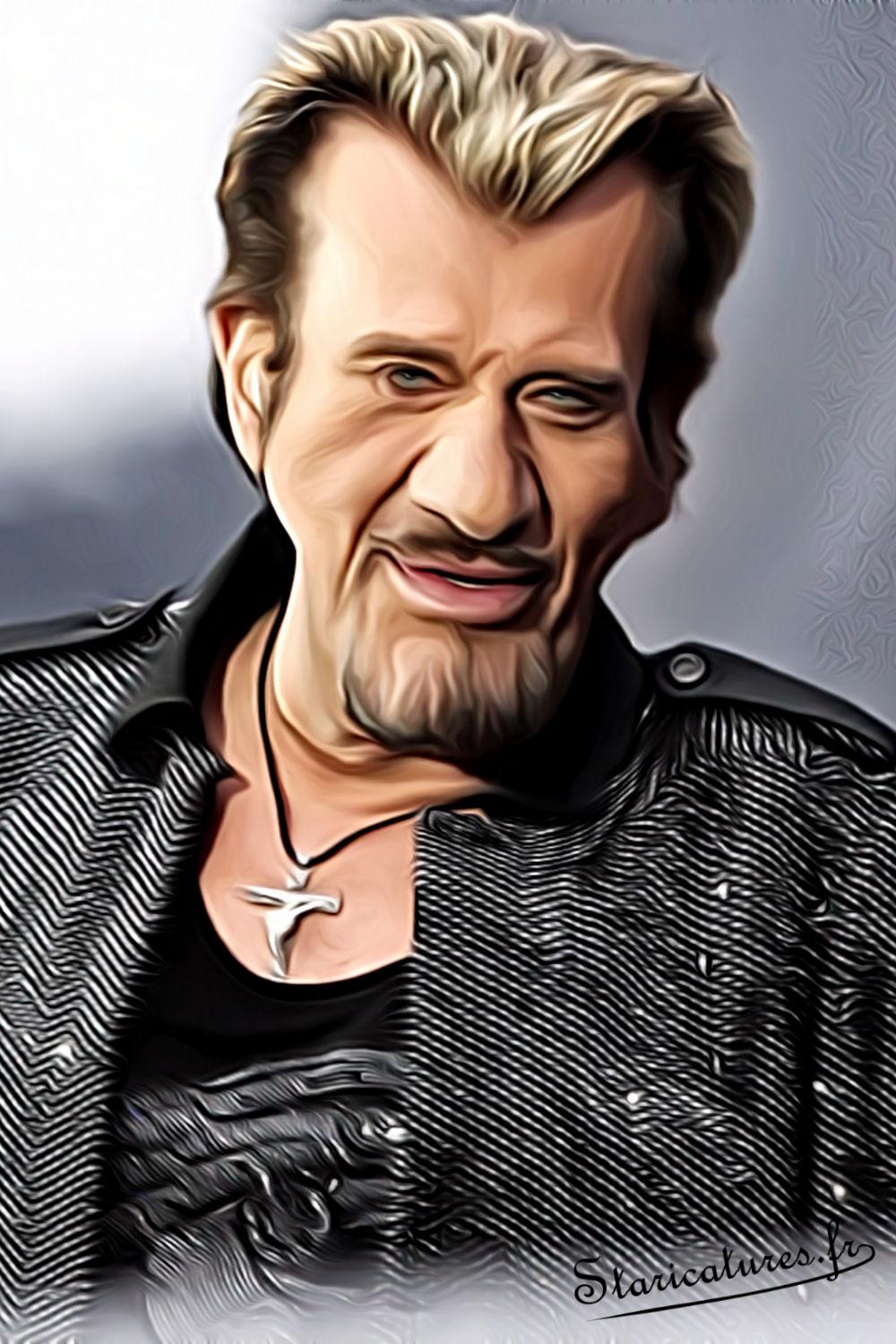 Caricature de Johnny Hallyday